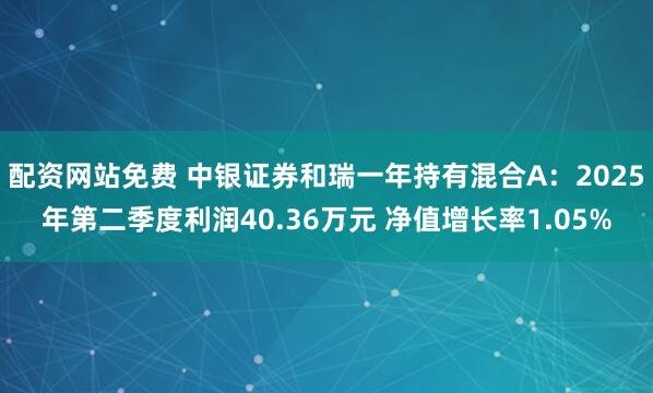 配资网站免费 中银证券和瑞一年持有混合A：2025年第二季度利润40.36万元 净值增长率1.05%